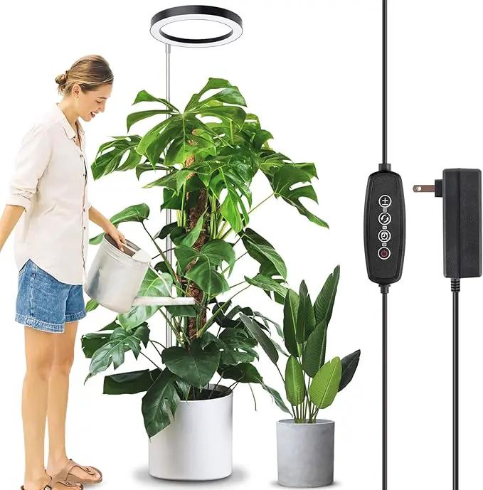 LORDEM 10" Full Spectrum Grow Light, 160 LEDs Plant Lamp for Indoor Plants, Grow Lamp with 4/8/12H Auto Timer, 10 Dimmable Levels, 3 Spectrum Modes, 61" Height Adjustable, Ideal for Large Tall Plants by GreenHaven Gardens