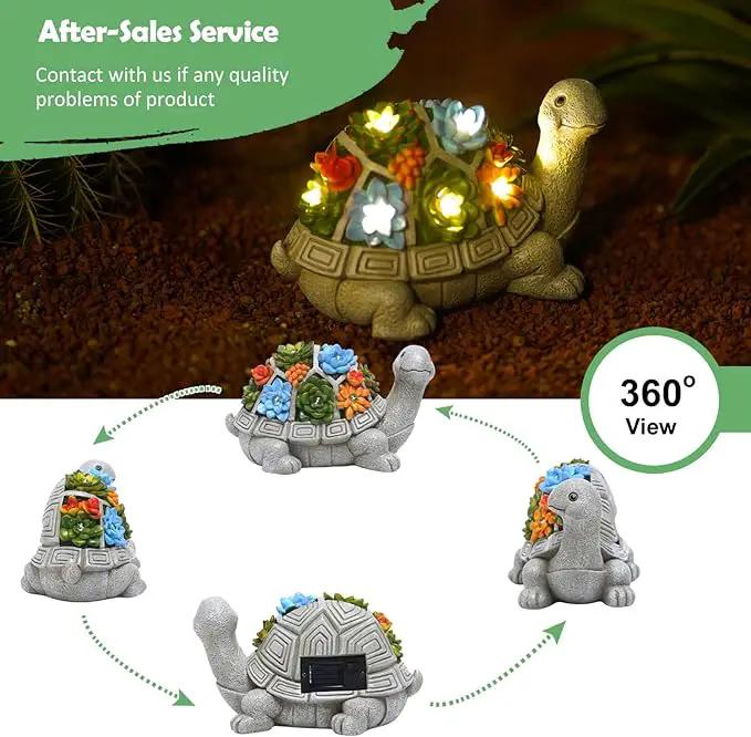 Nacome Solar Garden Outdoor Statues Turtle with Succulent and 7 LED Lights - Lawn Decor Tortoise Statue for Patio, Balcony, Yard Ornament - Unique Housewarming Gifts by GreenHaven Gardens