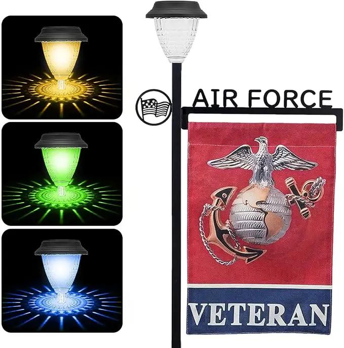 Air Force Garden Flag Stand Holder With Solar Light and American Flag Gift - Lawn Yard Stake for Outdoor Decor by GreenHaven Gardens