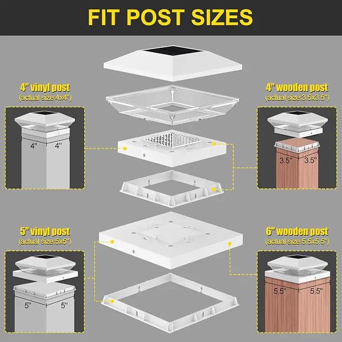 T-SUN Bright Solar Post Cap Lights 6 Pack – Outdoor Waterproof Solar Powered Deck Fence Post Lights for Wooden (4x4/6x6) & Vinyl (4x4/5x5) Posts – 2 Modes for Garden, Patio, Gate, Mailbox, Porch by GreenHaven Gardens