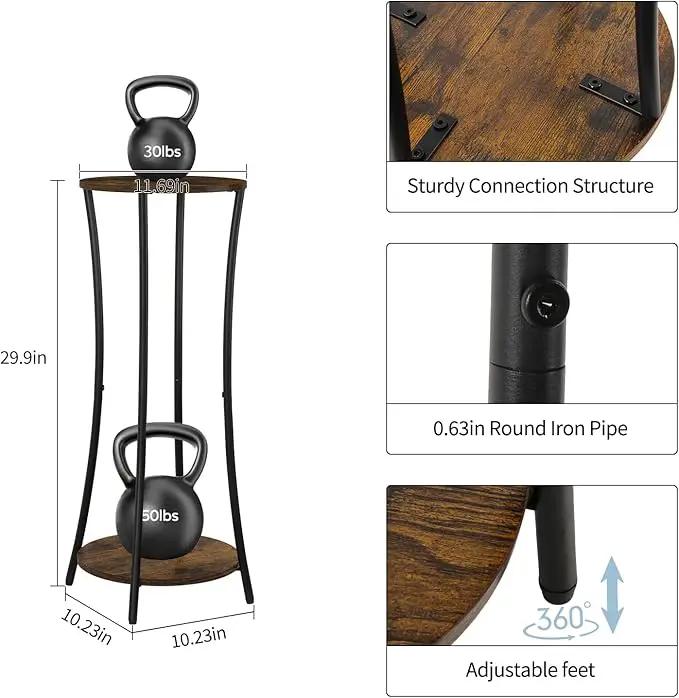 YINMIT Plant Stand Indoor,2 Tier Round Potted Holder Rack,Flower Pot Stand Shelf,Round Supports Rack,Corner Plant Shelf for Balcony Garden Patio Living Room,Brown by GreenHaven Gardens
