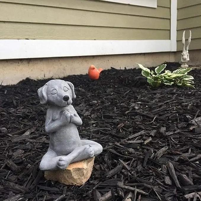 Meditating Dog Statue Buddha - Zen Dog - Namaste– Top Collection Tranquility and Peacefulness for Your Fairy Garden. 4¾ Inches Tall Miniature Gnome Figurine by GreenHaven Gardens