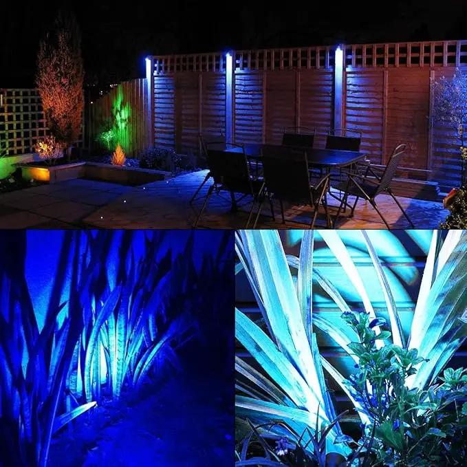 T-SUNUS 4 Pack Solar Landscape Spotlights - Blue, Waterproof IP65, 9.8ft Cable, 2000mAh Solar Panel, Auto On/Off for Garden, Driveway, Pathway, Pool Area by GreenHaven Gardens
