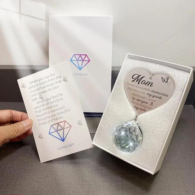 Memorial Gifts for Loss of Mom, Sympathy Gifts for Loss of Mom, Mom in Heaven Memorial Crystal Suncatcher for Window Home Decor (Mom) by GreenHaven Gardens