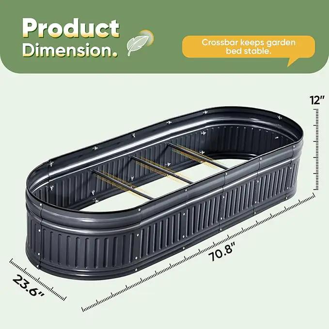 KING BIRD Raised Garden Bed Kit 2025 Upgraded Modular DIY Galvanized Planter Garden Box Outdoor for Gardening, Vegetables, Flowers, Elegant Roman Column Design, 71x24x12 in, Dark Grey by GreenHaven Gardens