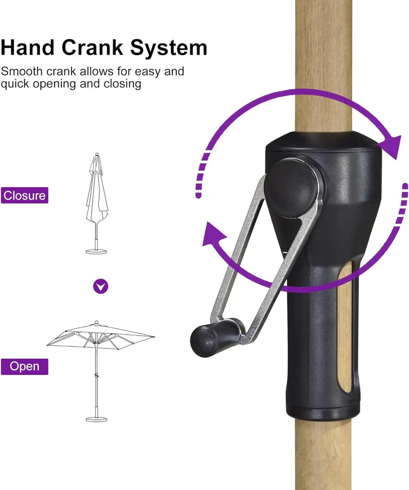 PURPLE LEAF 6' x 6' Market Umbrella Outdoor Table Umbrella Aluminum Patio Umbrella with Push Button Tilt & 8 Sturdy Ribs and Crank Outdoor Umbrellas for Deck Backyard Beach, Taupe by GreenHaven Gardens
