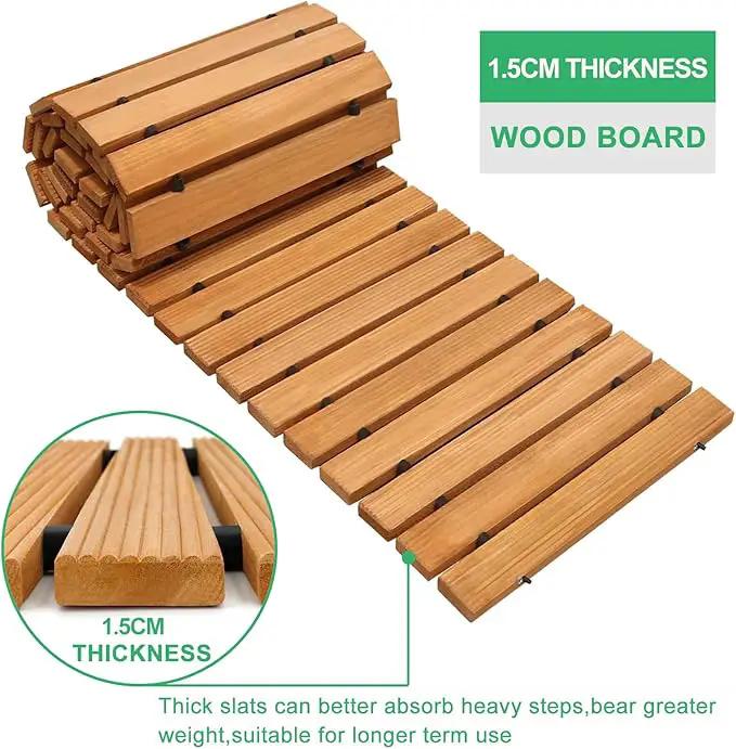 RELIANCER 8' Wooden Garden Pathway,Outdoor Roll Out Cedar Straight Walkway,Patio Path Decorative Garden Boardwalk Walkways,Weather-Resistant Roll Up Beach Wood Road Floor,Wedding Party Pathways by GreenHaven Gardens