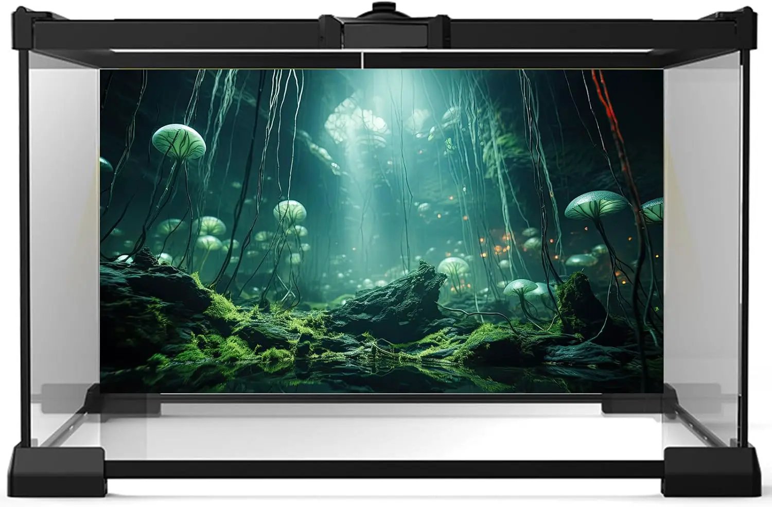 Aquarium Background Foggy Stone Mushroom Green Moss Fish Tank Background Mysterious Green Seaweed Scenery Aquarium Backgrounds White Mushroom Reptile Tank Enclosure Backgrounds Wallpaper 72x16in by GreenHaven Gardens