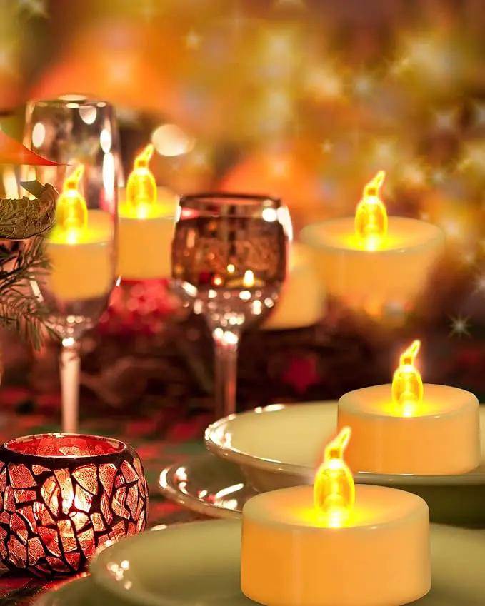 JOSU LED Tea Lights Candles [24 Pack] Flameless Candles, Realistic Battery Operated Candle, Flickering Bright Tealights with Warm Yellow Light for Party, Wedding, Valentine's Day by GreenHaven Gardens