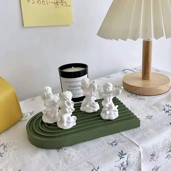 LIYAOLI 4pcs 2.7'' Cherub Decor & 2pcs Roman Decorative Columns Props Shooting,Little Angel Statues for Home Decor Adorable Music Small Angel Figurines by GreenHaven Gardens