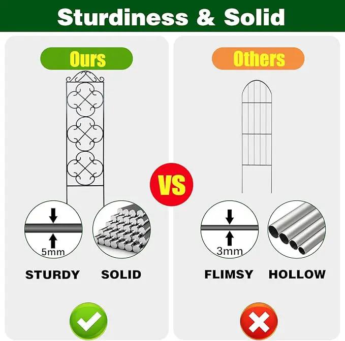 Garden Trellis 4 Pack 48'' H x 12.5'' W Metal Plant Climbing Trellis Suitable for Potted Plants Indoor and Outdoor Climbing Plants Flower Ivy Clematis Black by GreenHaven Gardens