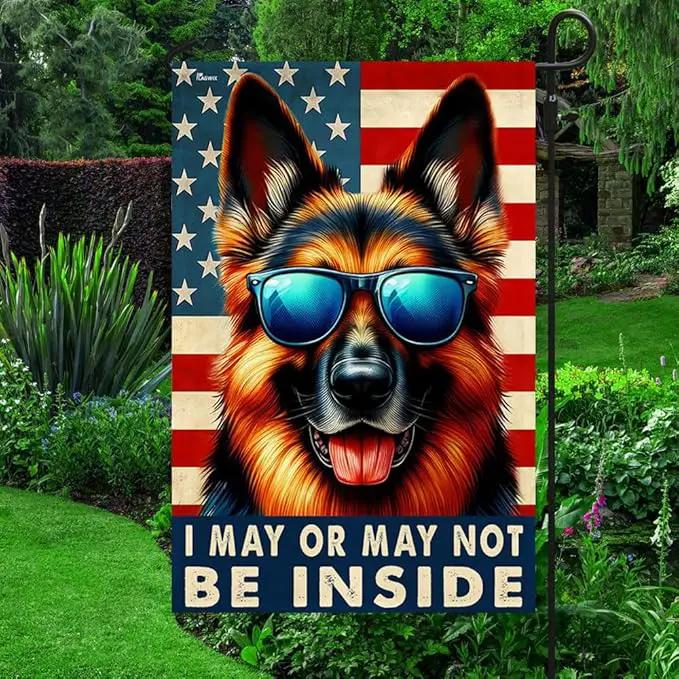 American Flag-Funny German Shepherd Dog American Flag TQN2748F, House Flag (29.5" x 39.5")-USA Flags Premium Polyester-Decorative Indoor Outdoor Flag by GreenHaven Gardens