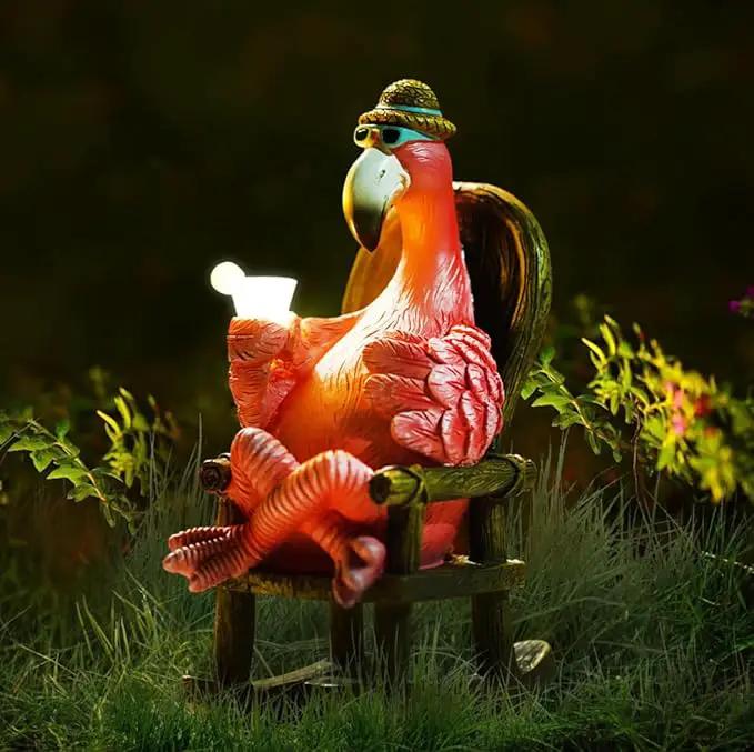 Goodeco Solar Flamingo Statue Outdoor - Perfect Relaxing Fairy Garden Gifts, Great as Birthday or Mom Gifts - 8.1 inches Tall, Pink by GreenHaven Gardens