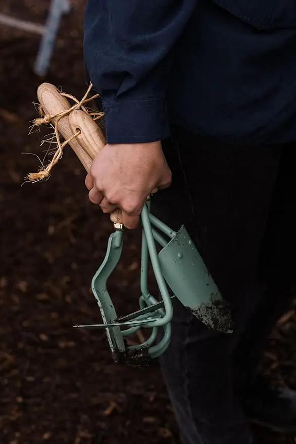 Barebones Spade Hand Trowel - Gardening Hand Tools - Stainless Steel Spade Shovel - Premium Quality Garden Spade - Japanese Garden Tool - Multipurpose Tool (Ash/Mint) by GreenHaven Gardens