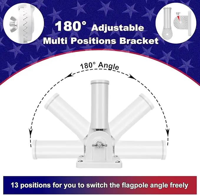 ZMTECH 5FT Flag Pole Kit with Solar Light and Proud American Flag, Adjustable Bracket and Upgraded Tangle-Free Ring 1" Stainless Steel Flagpole for Day and Night, Residential, Commercial, White by GreenHaven Gardens