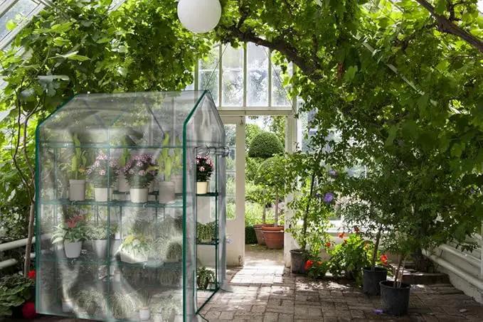 Greenhouse - Walk in Greenhouse with 8 Sturdy Shelves and PVC Cover for Indoor or Outdoor Use - 56 x 56 x 76-Inch Green House by Home-Complete by GreenHaven Gardens