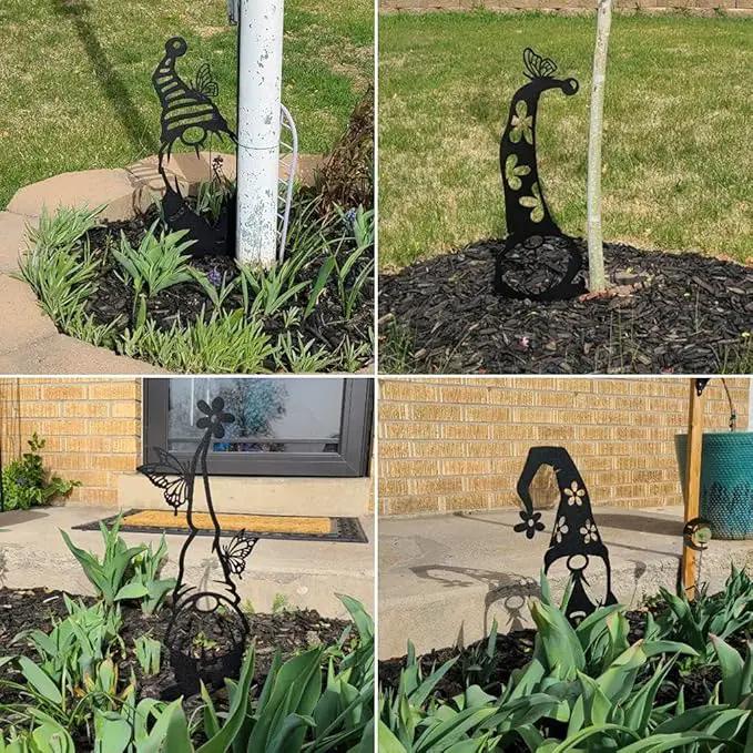 RealSteel Metal Garden Gnomes Outdoor – Steel 4 Pack Lawn Ornaments & Statues, Funny Yard Decor, Weatherproof Garden Decoration, Gift for Gardeners (Rust) by GreenHaven Gardens