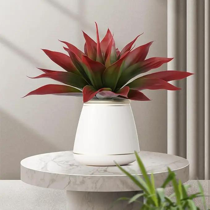 Artificial Agave Plants,Large UV Resistant Fake Agave Planters for Indoor and Outdoor Decorating Tropical Plant Succulents Greenery Indoor Decor (2Pack,22" Red) by GreenHaven Gardens