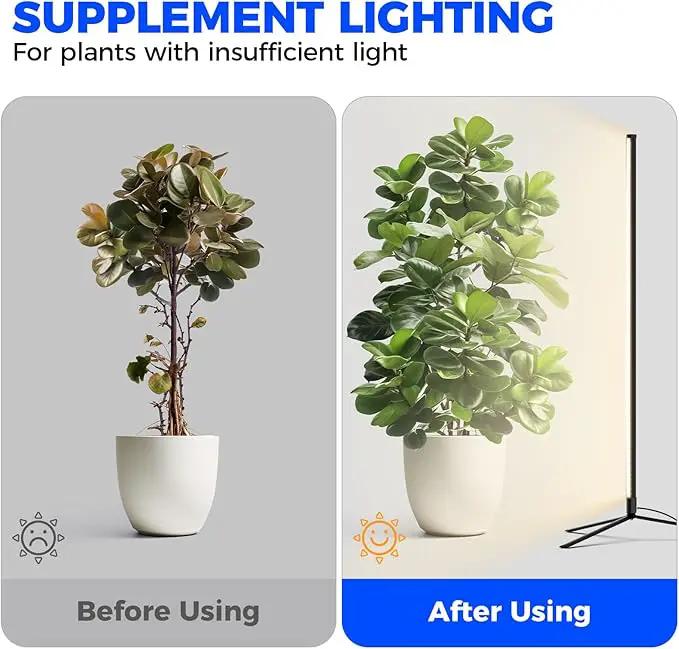 Barrina Grow Lights for Indoor Plants with Stand, 42W 169 LEDs Full Spectrum Wide Illumination Area, T10 Vertical Standing Plant Grow Light, 4FT Height with On/Off Switch and Tripod Floor Stand by GreenHaven Gardens