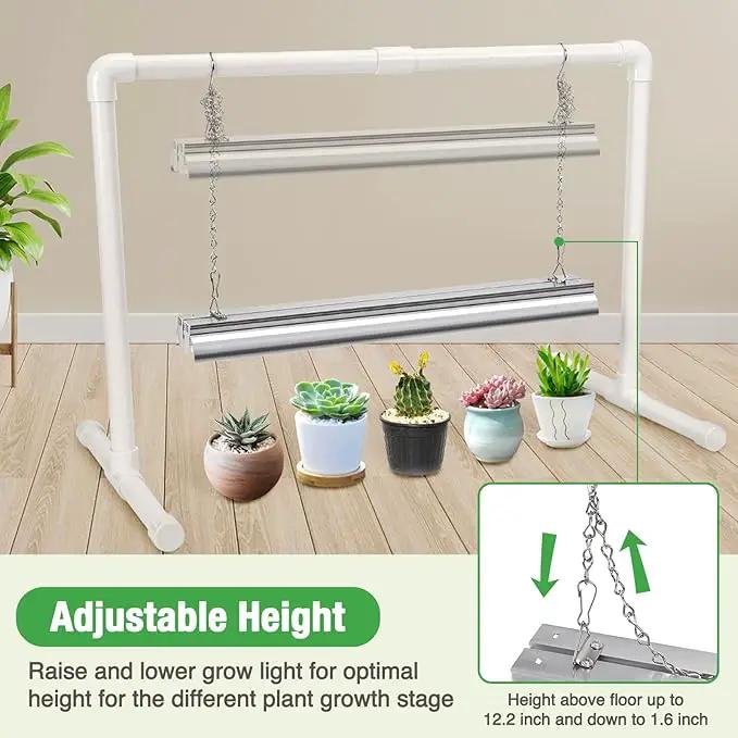 Soligt 2 ft Grow Light for Seed Starting with Stand, Double Tube Warm White Full Spectrum Seedling Grow Light for Indoor Plants, 80 LED Chips, Height Adjustable by GreenHaven Gardens