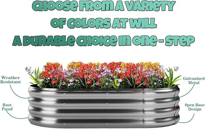 Galvanized Metal Planter Round Raised Garden Bed Kit for Gardening Outdoor，3x3x1ft Grow Garden Box Raised Flower Bed，Round Galvanized Planter Outdoor Large Metal Fire Pit Ring Black by GreenHaven Gardens