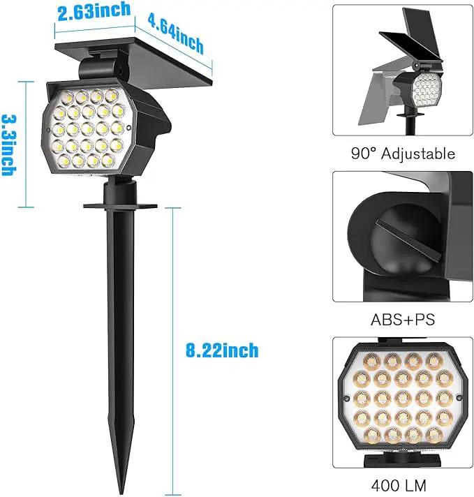 NIORSUN Solar Spot Lights Outdoor,23 LEDs Landscape Lighting with Auto On/Off and 3 Lighting Modes, IP67 Waterproof Spotlights,Outdoor Solar Lights for Yard Garden,6 Pack(Warm White) by GreenHaven Gardens