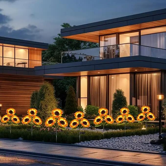 Solar Garden Lights Outdoor Waterproof, 2 Pack Solar Powered Decorative Sunflower Garden Stake Lights for Outdoor Patio Pathway Walkway Landscape Yard Cemetery Grave Decorations by GreenHaven Gardens