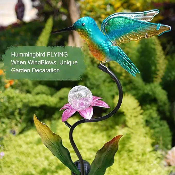 HONGLAND Outdoor Solar Lights for Garden Decor - 46 Inch Hummingbird Solar Lights for Outside, Solar Hummingbird Decorative Garden Stakes for Lawn Patio Yard by GreenHaven Gardens