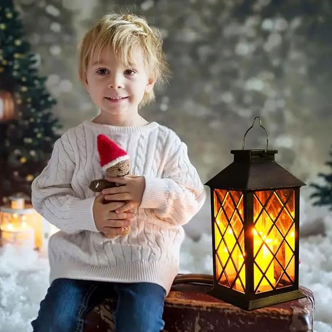 Solar Outdoor Lantern, Garden Hanging Waterproof Lanterns PVC Upgrade 3 LED Flickering Flameless Candle Decorative for Garden Women Mom Grandma Halloween Gifts (Grid Candle) by GreenHaven Gardens