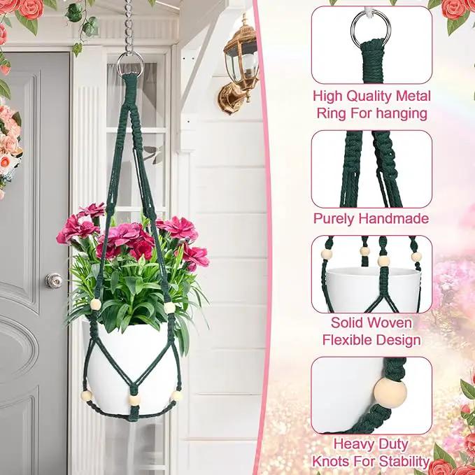 Hoteam 12 Pcs Macrame Plant Hangers Macrame Hanging Planters for Indoor Plants Handmade Boho Hanging Baskets Flower Pots Holder for Outdoor Home Wall Decor by GreenHaven Gardens