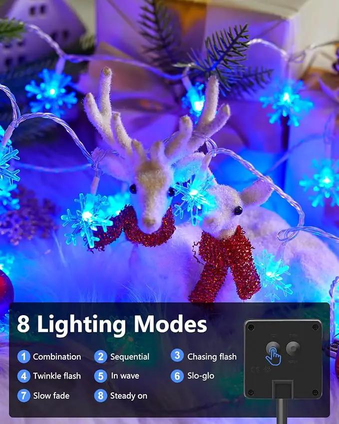 Brightown Solar Christmas Snowflake String Lights, 72FT 200 LED Outdoor Waterproof Fairy Lights with 8 Lighting Modes for Wedding, Party, Tree, Room, Garden, Patio, Yard, Home, Blue by GreenHaven Gardens