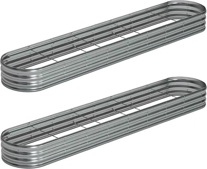 12x2x1ft(2 Pack) Oval Galvanized Raised Garden Bed,Outdoor Planter Box Metal Patio Kit Planting Bed for Vegetables Flowers and Succulents by GreenHaven Gardens