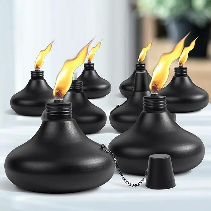 Upgraded Tabletop Torches Set of 8, 24oz Citronella Candles for Outdoor, Metal Table Top Torches for Outside, Refillable Torch Lanterns for Patio, Yard, Deck, Garden, Party by GreenHaven Gardens
