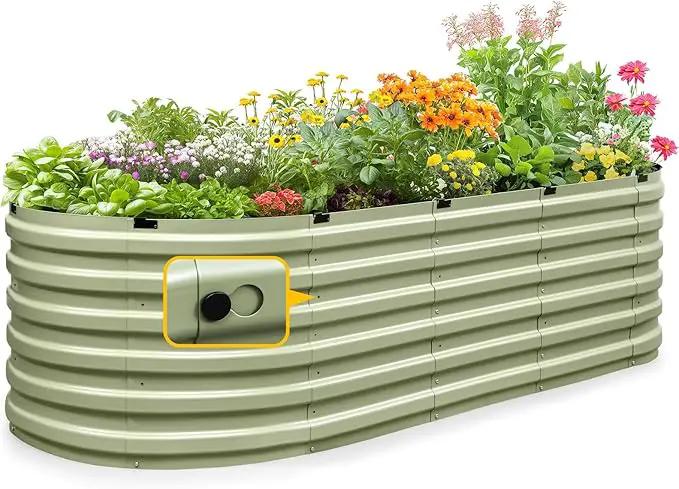 KING BIRD Raised Garden Bed Kit 2025 Upgraded Quick-Setup Galvanized Planter Garden Box Outdoor for Gardening, Vegetables, Flowers, 94x36x23 in, Olive Green by GreenHaven Gardens