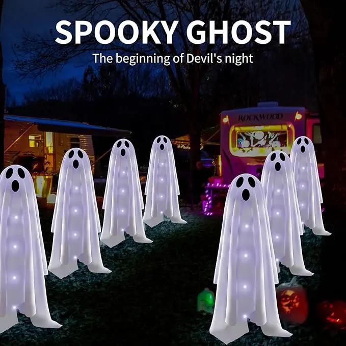 Halloween Decorations Solar Garden Lights Outdoor,6PACKS Halloween Ghost Decorations Lights with Scary Party Gifts Decor,Solar Scary Ghost Path Lights for Halloween Party Decor Cold White by GreenHaven Gardens