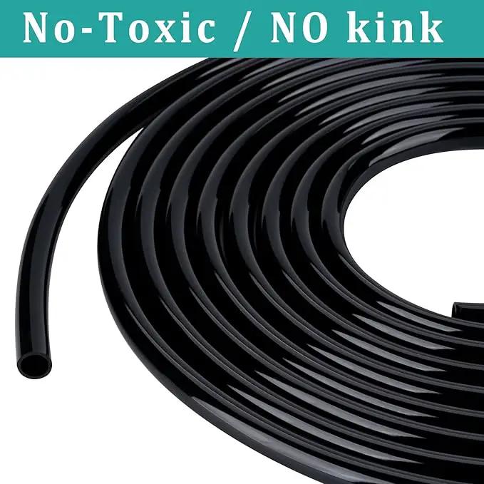 1/4" id - 100ft Black Vinyl Tubing Flexible PVC Tube Hybrid Hose Transfer Water Fuel Gas for Pond Fountain Garden Waterfall, Durable and Safe, with 2 Hose Clamps by GreenHaven Gardens