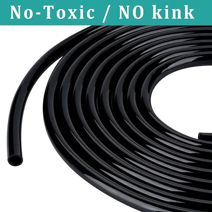 3/8" id - 10ft Black Vinyl Tubing Flexible PVC Tube Hybrid Hose Transfer Water Fuel Gas for Pond Fountain Garden Waterfall, Durable and Safe, with 2 Hose Clamps by GreenHaven Gardens