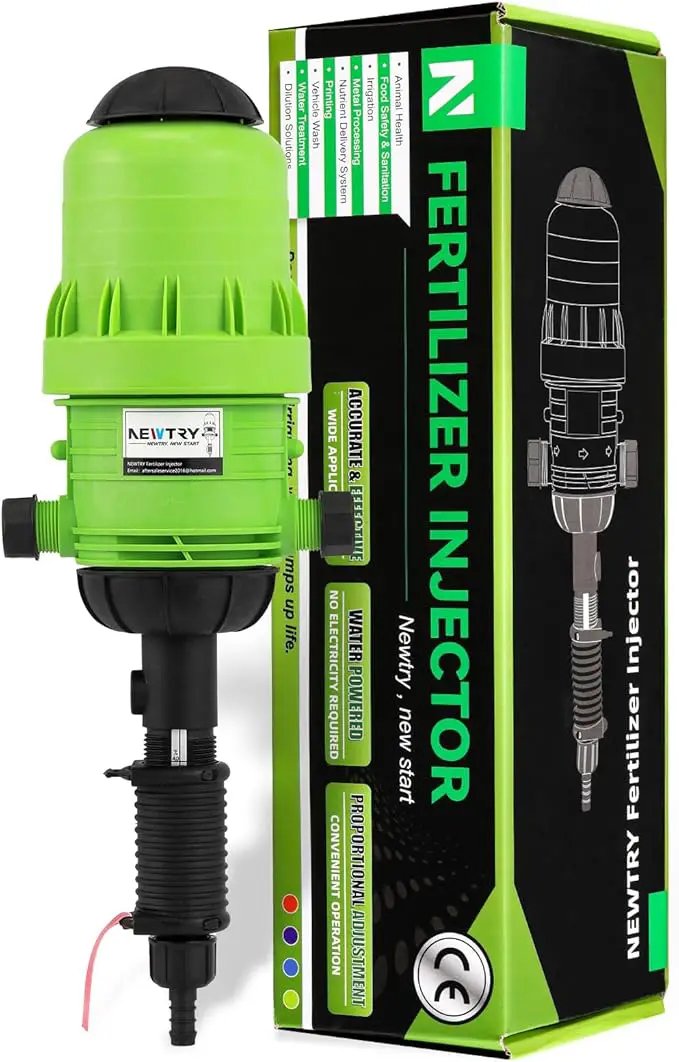 NEWTRY 0.4%-4% Fertilizer Injector for Drip Irrigation Adjustable Water Powered Dosing Pump 3/4" NPT by GreenHaven Gardens