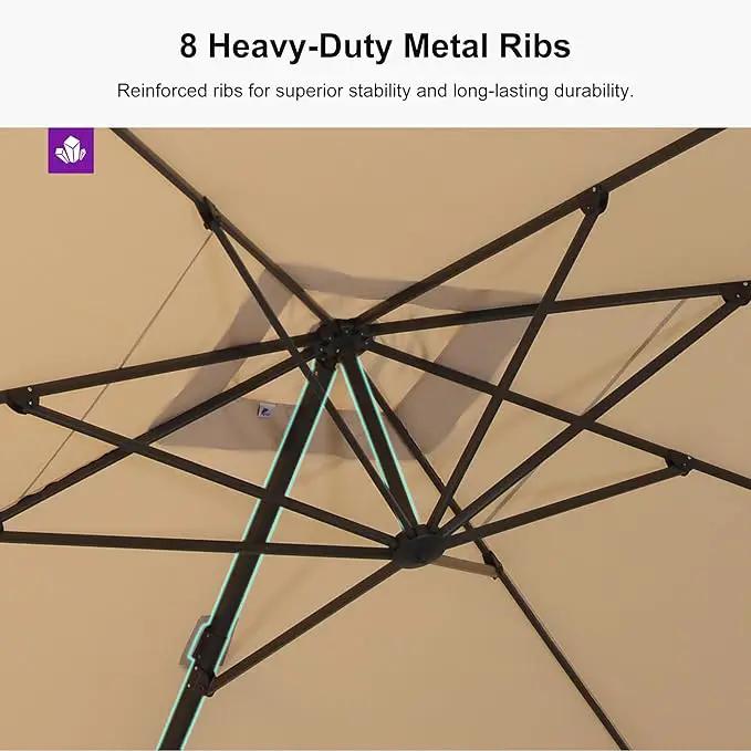 PURPLE LEAF 10' × 13' Patio Cantilever Umbrella with Base Outdoor Rectangle Adjustable Offset Umbrellas with 360-degree Rotation and 8 Heavy Duty Metal Ribs for Garden Deck Pool Beige by GreenHaven Gardens