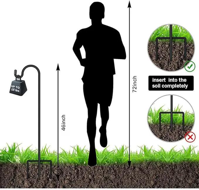CMASTER Shepherd Hook for Outdoor, 1 Pack 92 Inch Bird Feeder Pole with 5 Prong Base Heavy Duty Adjustable Garden Hook for Hanging Plant, Hummingbird Feeder, Lantern(92 Inch) by GreenHaven Gardens
