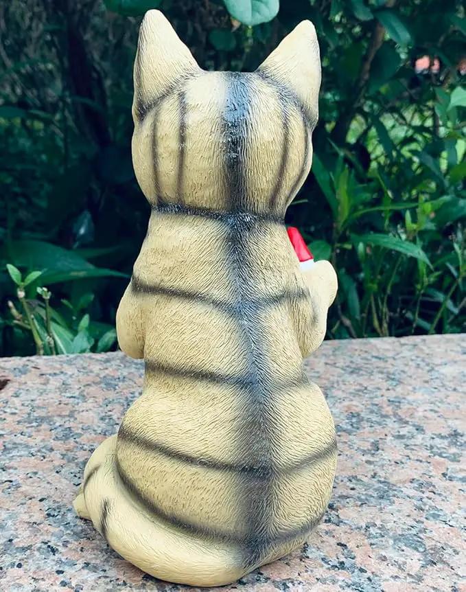 Garden Cat Eating Gnomes Statues Funny Gnome Decor for Outdoor Patio Lawn Yard Decor (cat Eating) by GreenHaven Gardens