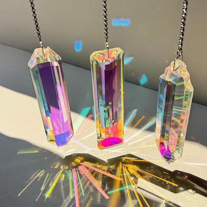 3PCS 5" Large Crystal Sun Catcher Prisms, Hanging Suncatchers with Glass Prism, Rainbow Maker for Room, Windows,Garden,Fantasy Aesthetic Home Decor. (YGBS01) by GreenHaven Gardens