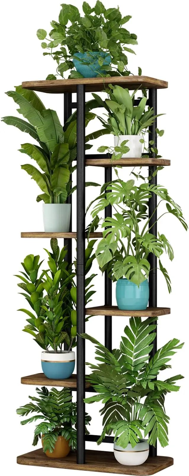 LINZINAR Plant Stand 6 Tier 7 Plant Multiple Flower Rack Holder Shelves Rack Storage Organizer Display Indoor Planter for Balcony Bedroom Patio Garden Living Room, Black by GreenHaven Gardens