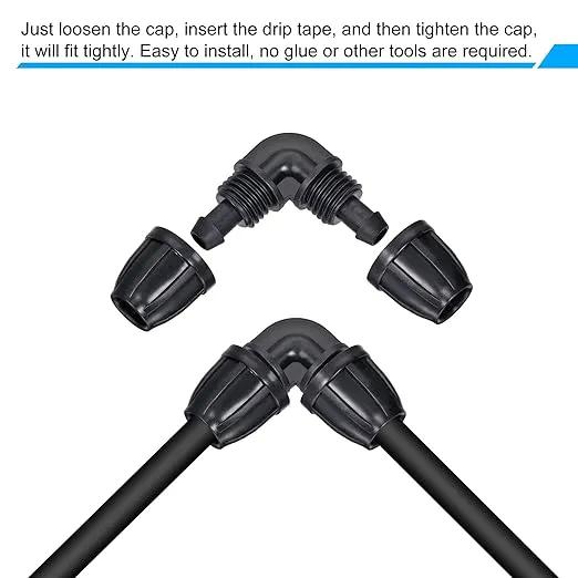 MECCANIXITY Drip Irrigation Elbow Barbed Fitting 8mm/11mm Tubing for Garden Drip Tape Tubing Sprinkler System Black Pack of 8 by GreenHaven Gardens
