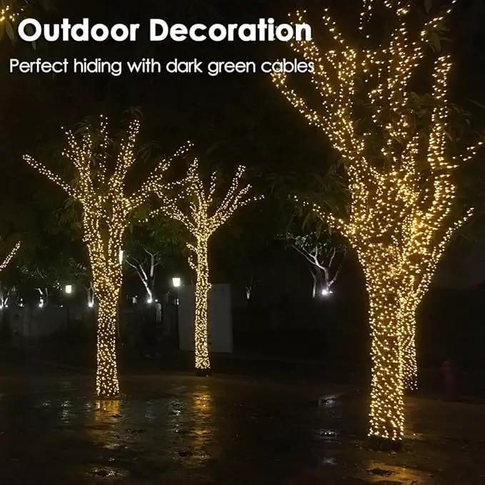 Christmas Light 500 LEDs 172ft Green Cable Wire Fairy String Outdoor Twinkle Lights Plug in 12 Modes for Xmas Party, Garden, Wedding, Home Decoration (Warm White) by GreenHaven Gardens