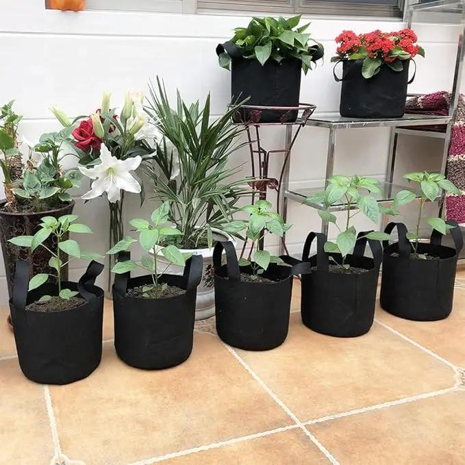JERIA 12-Pack 30 Gallon, Vegetable/Flower/Plant Grow Bags, Aeration Fabric Pots with Handles (Black), Come with 12 Pcs Plant Labels by GreenHaven Gardens