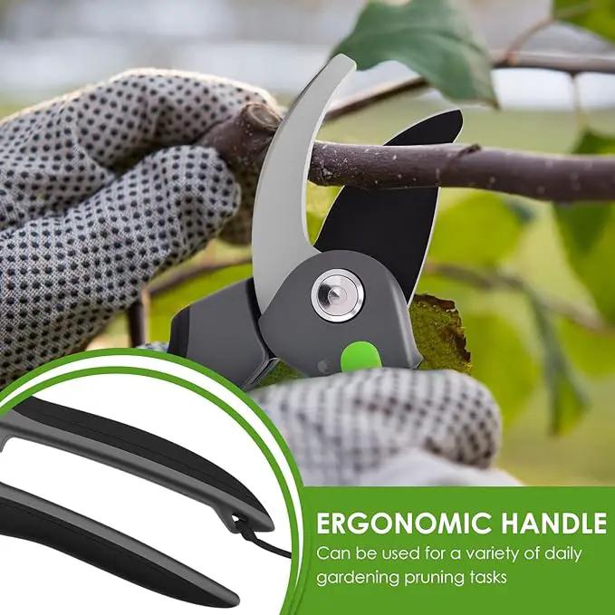 Pruning Shears for Gardening 8.6 inch Steel Garden Clippers with Safety Lock Handheld Gardening Shears Ergonomic Non Slip Plant Clippers Tools for Flowers Branches by GreenHaven Gardens