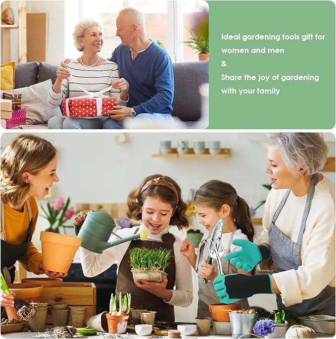 Garden Tools, 3-Piece Garden Tool Set with Non-Slip Ergonomic Handles, Lightweight Aluminum Alloy Rust-Proof Durable Gardening Hand Tools, Ideal Gardening Tools Gifts for Women and Men by GreenHaven Gardens