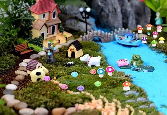 105 Miniature Fairy Garden Accessories, Fairy Garden Kit, Fairy Garden Animals, Miniature Figurines, Micro Landscape Ornaments Kit, Garden DIY Kit for Dollhouse Decoration Plant House Decor by GreenHaven Gardens