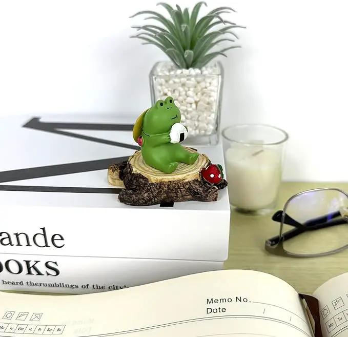 Miniature Frog Figurines - Cute Frog Sculpture for Outdoor Fairy Garden and Desk Decorations - Adorable Figurine Statue Decor for Plant Shelf, Desk, Office, Bedroom by GreenHaven Gardens